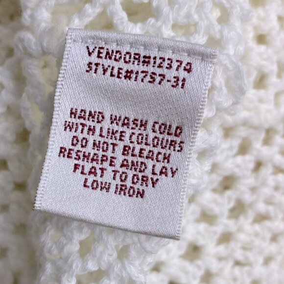 Vintage Cream Crochet Lace Knit Button Front Short Sleeve Cardigan M - Picture 4 of 12